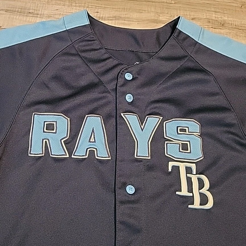 Tampa Bay Rays Jersey‎ Mens Medium Blue Short Sleeve Button Dynasty MLB